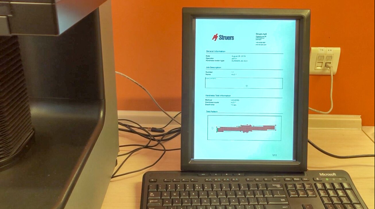 Wyniki pomiaru twardości - wykres twardości dla wszystkich punktów