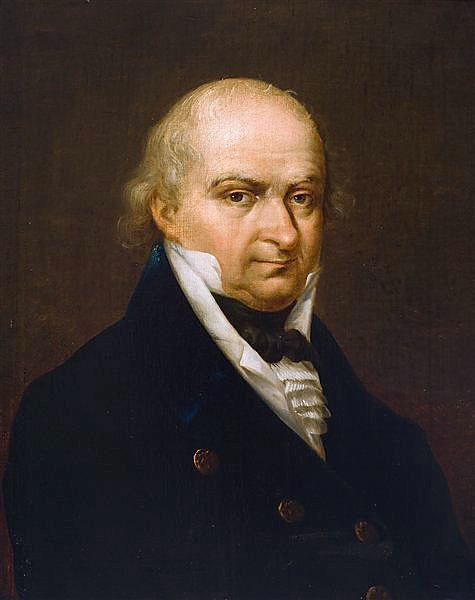 Obraz przedstawia portret dojrzałego mężczyzny. Mężczyzna ma owalną twarz. Zdaje się być tęgi. Jego włosy są rzadkie, średniej długości. Mężczyzna ma wyraźnie zarysowane brwi. Ma długi, orli nos, małe usta i drugi podbródek. Mężczyzna ubrany jest w surdut i koszulę. Pod szyją ma zawiązany fular.