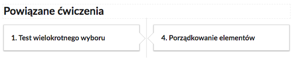 Widok na przykładowe przyciski ćwiczeń powiązanych