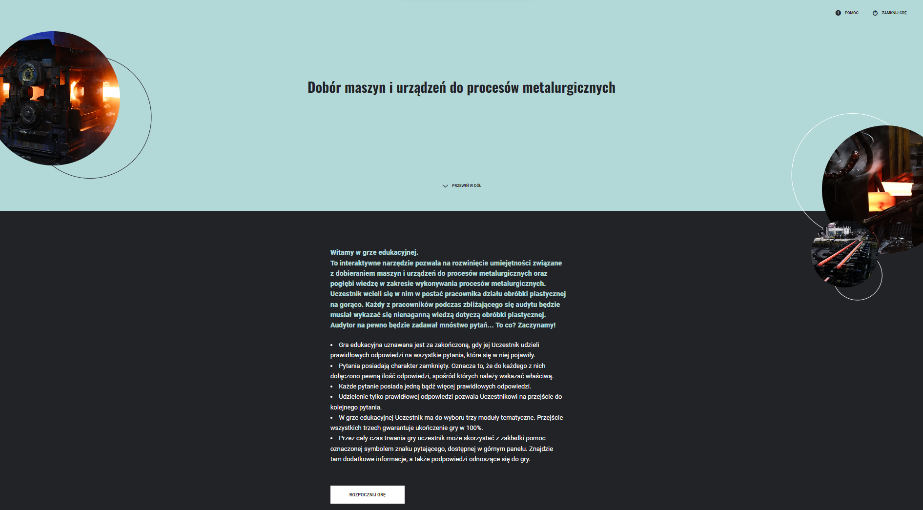 Ilustracja przedstawia przykładowy ekran startowy gry