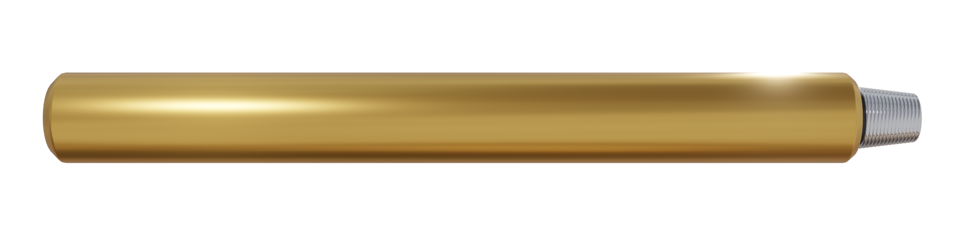 Na zdjęciu przedstawiony jest obciążnik gładki. Jest to długa gładka sfazowana rura koloru złotego. Po prawej stronie znajduje się mały zwężający się do prawej strony walec. Na ścianie bocznej walca znajdują się rowki do połączenia gwintowego.