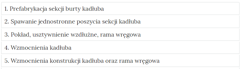 Zdjęcie przedstawia przykładowy wygląd zakładek zawierających interaktywne materiały sprawdzające. Składają się one z prostokątnych paneli umieszczonych jeden pod drugim. Każdy panel posiada numer oraz tytuł, który nawiązuje do zawartego w nim zadania.