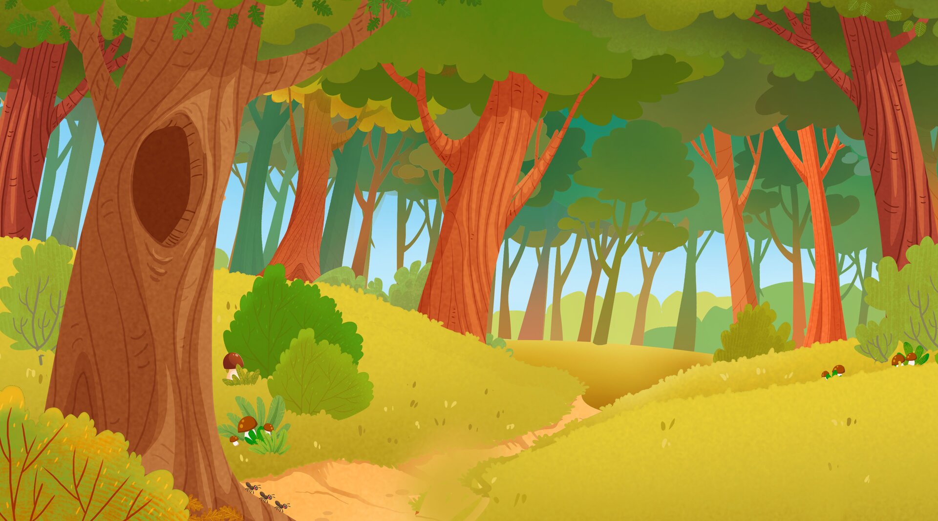 Na ilustracji znajduje się las.