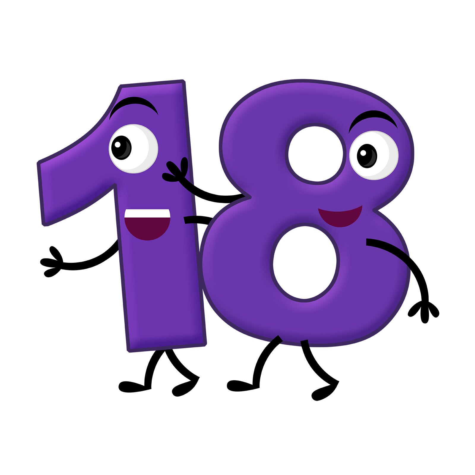 Ilustracja przedstawia liczbę osiemnaście.