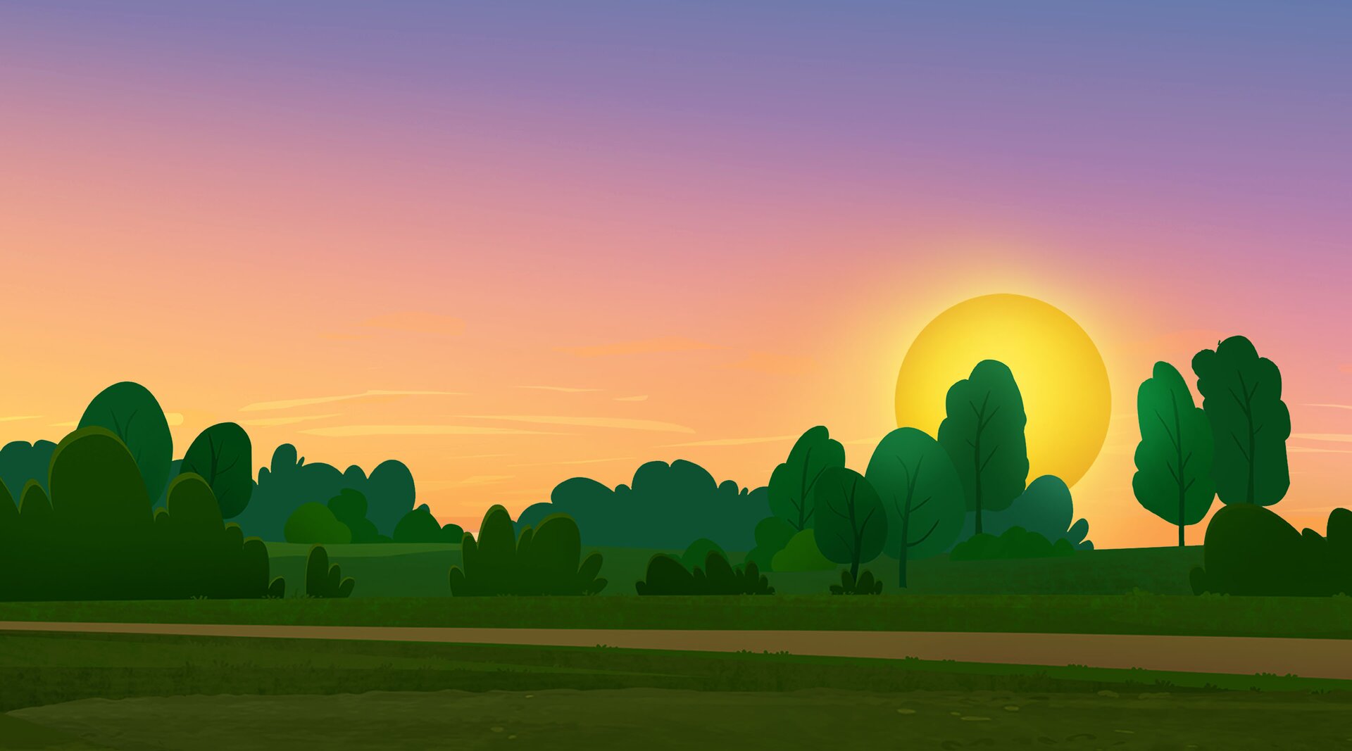 Na ilustracji znajduje się zachód słońca 