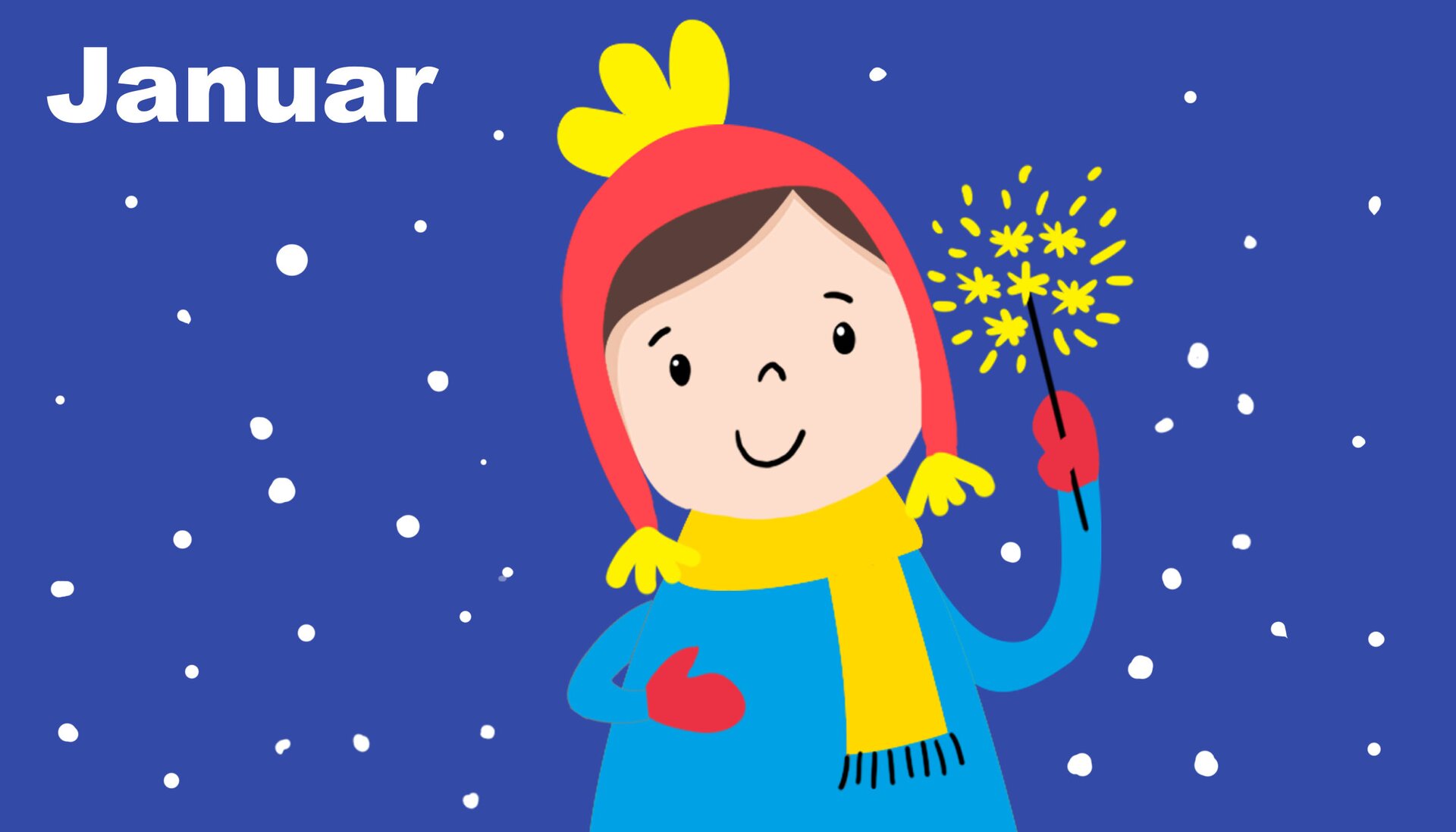 Na ilustracji znajduje się dziewczynka, która trzyma palący się sztuczny ogień.