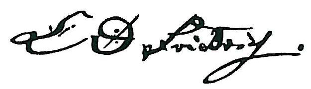 Pieczęć  Caspara Davida Friedricha, która jest odręcznym podpisem zapisanym czarną czcionką.