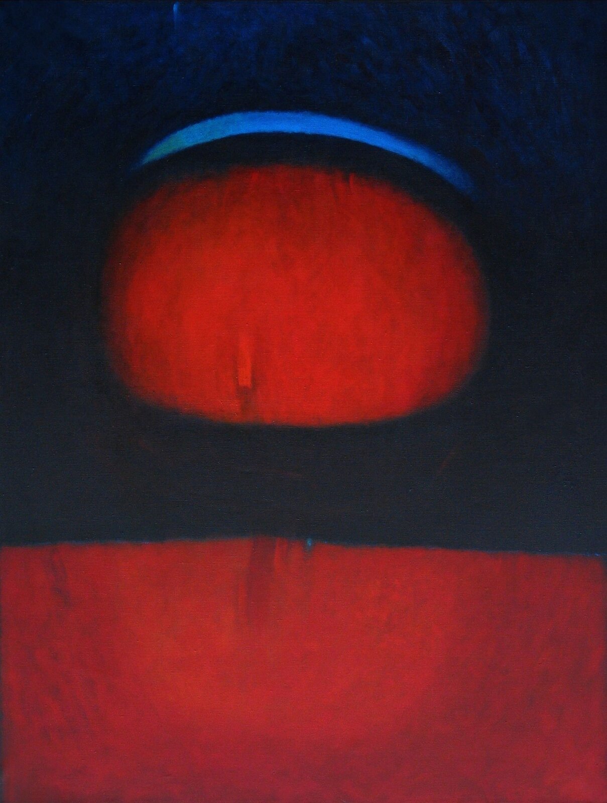 Ilustracja przedstawia obraz Mirosławy Rocheckiej pt. „Zjednoczenie”. Dolna część obrazu jest czerwona, na górnej części, na czarnym tle przedstawione zostało czerwone koło, powyżej którego jest niebieska linia w kształcie poziomego księżyca.