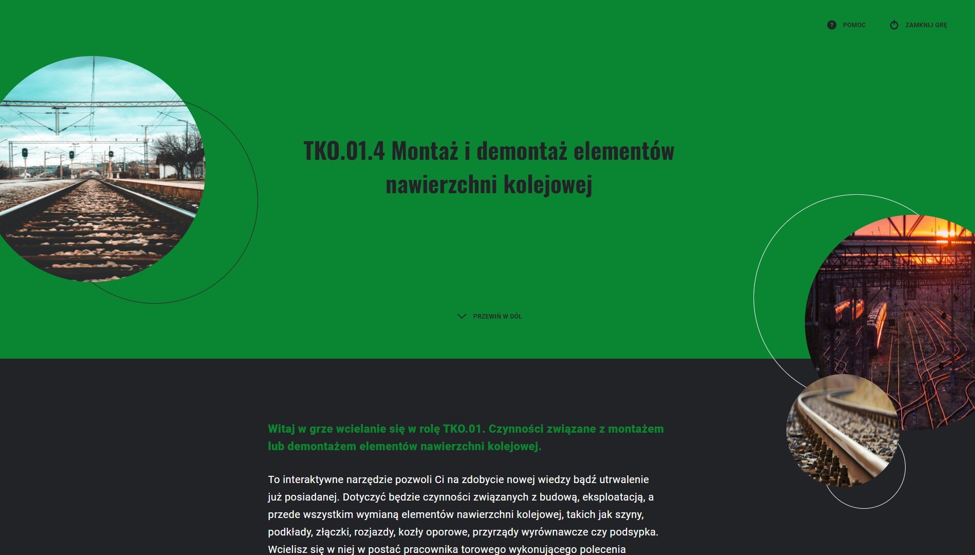 Ekran początkowy gry