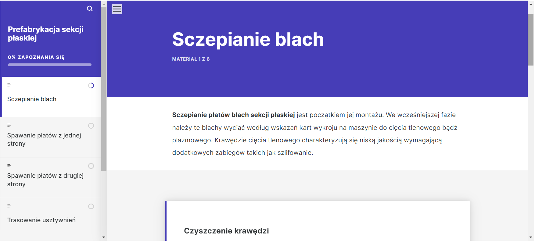 Grafika przedstawia przykładowy ekran atlasu. Z lewej strony znajduje się wąski panel z tytułem atlasu i lupką, umożliwiającą wyszukiwanie treści. Poniżej znajduje się spis treści. Obok po prawej stronie znajduje się szerokie okno z treścią atlasu. Pod tytułem danej strony widoczny jest odtwarzacz audio. Kliknięcie na niego umożliwia odsłuchanie tekstu znajdującego się na danej stronie. W dolnym prawym rogu znajduje się kwadratowa ikona pozwalająca na wyświetlenie atlasu na pełnym ekranie.