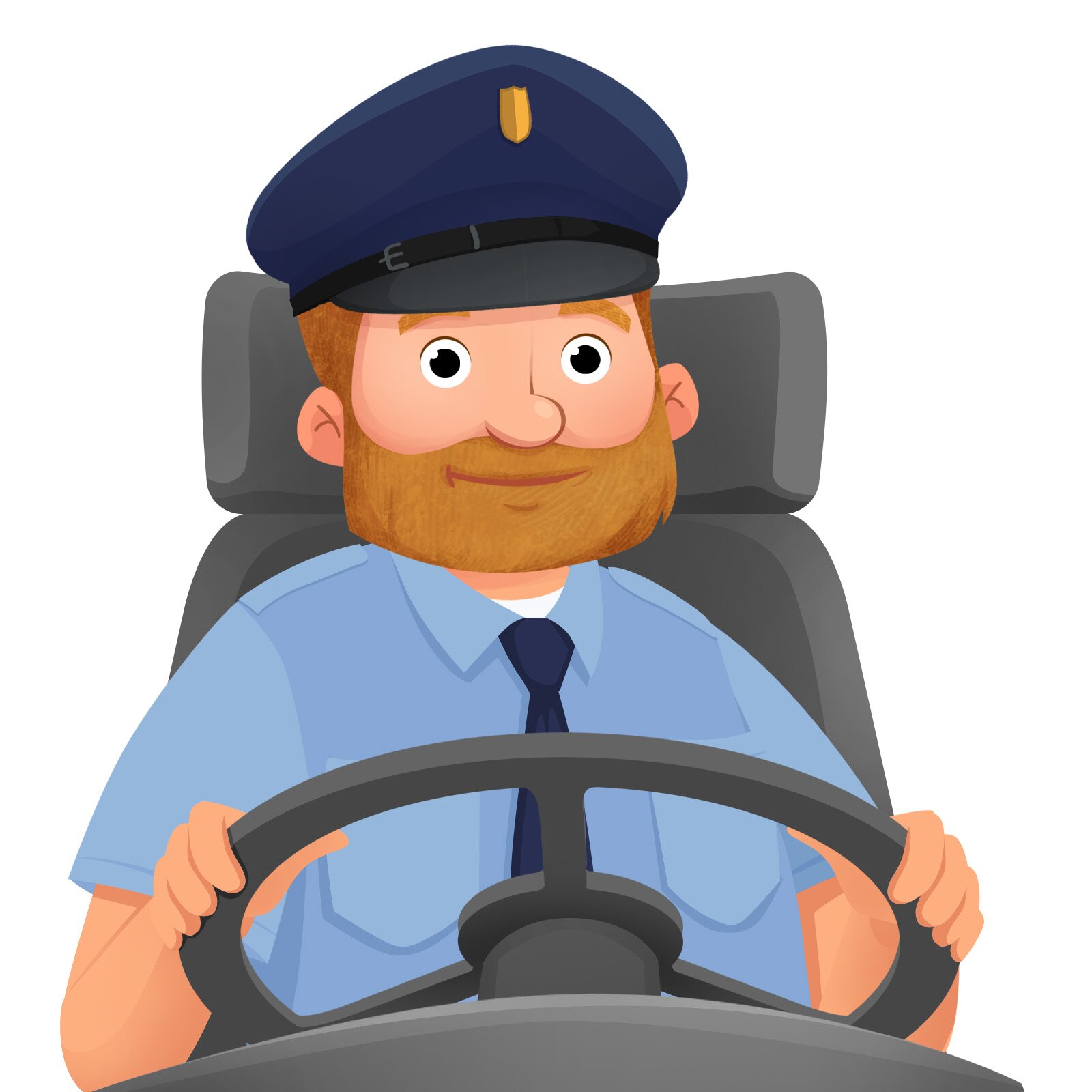 Ilustracja przedstawia kierowcę busa.