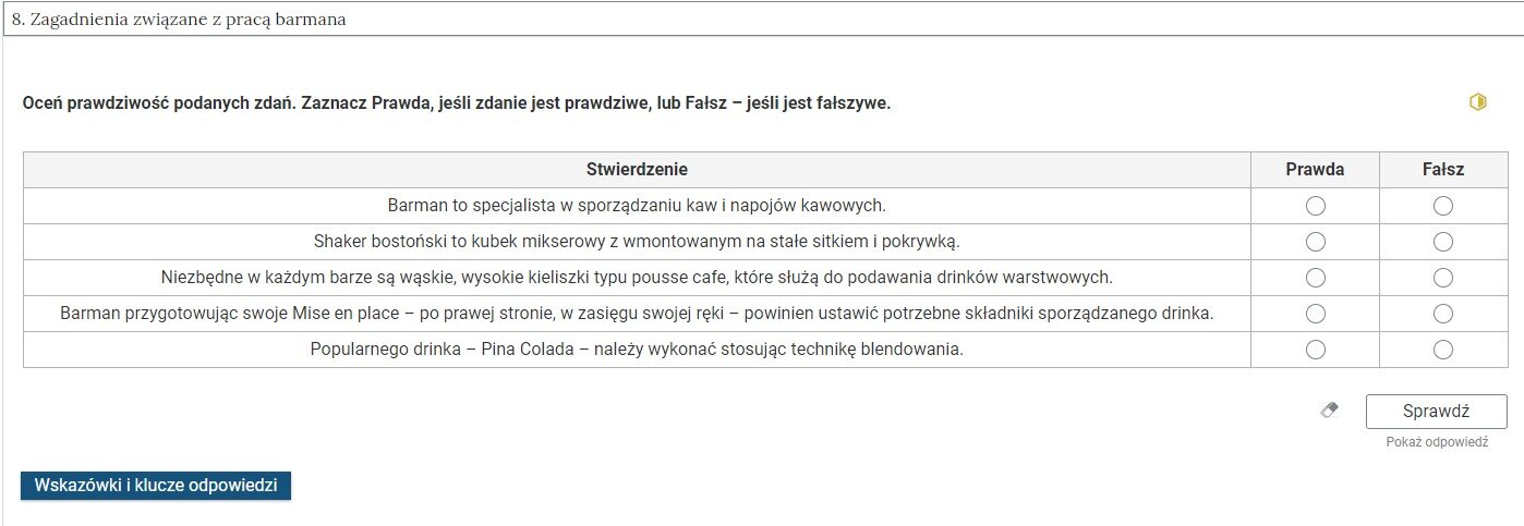Grafika przedstawia widok jednego zadania z listy zadań w Interaktywnych Materiałach Sprawdzających.