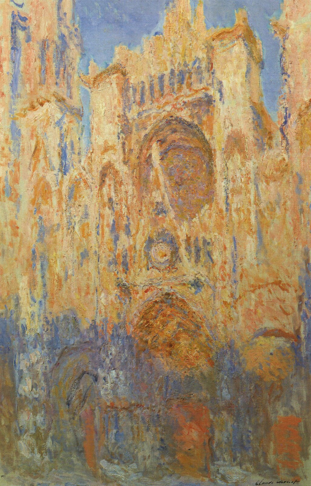 Claude Monet, Katedra w Rouen. Fasada (Zachód słońca) Źródło: Rlbberlin, Claude Monet, Katedra w Rouen. Fasada (Zachód słońca), olej na płótnie, Musée Marmottan Monet, licencja: CC 0.