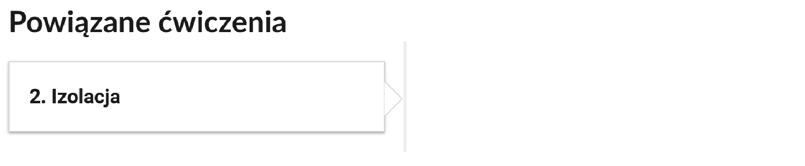 Widok przykładowego przycisku ćwiczeń powiązanych z danym multimedium. Jest to prostokątny panel posiadający numer oraz tytuł, który nawiązuje do zawartego w nim zadania.