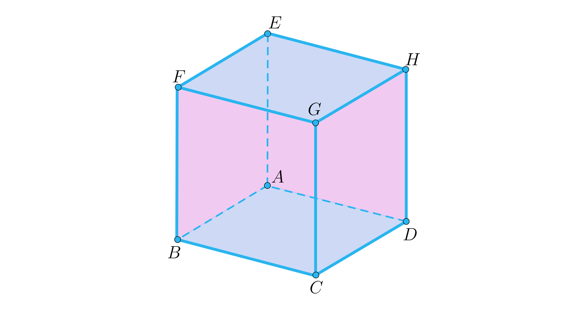 Ilustracja przedstawia sześcian ABCDEDFGH.