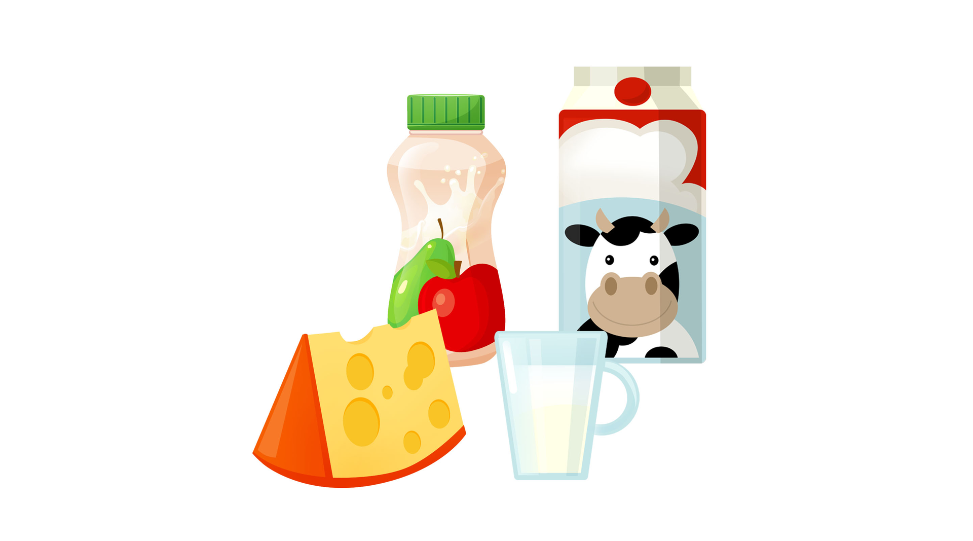 Na ilustracji znajdują się produkty mleczne.