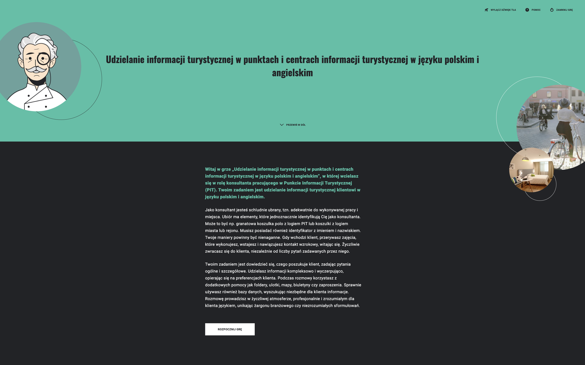 Widok ekranu początkowego gry