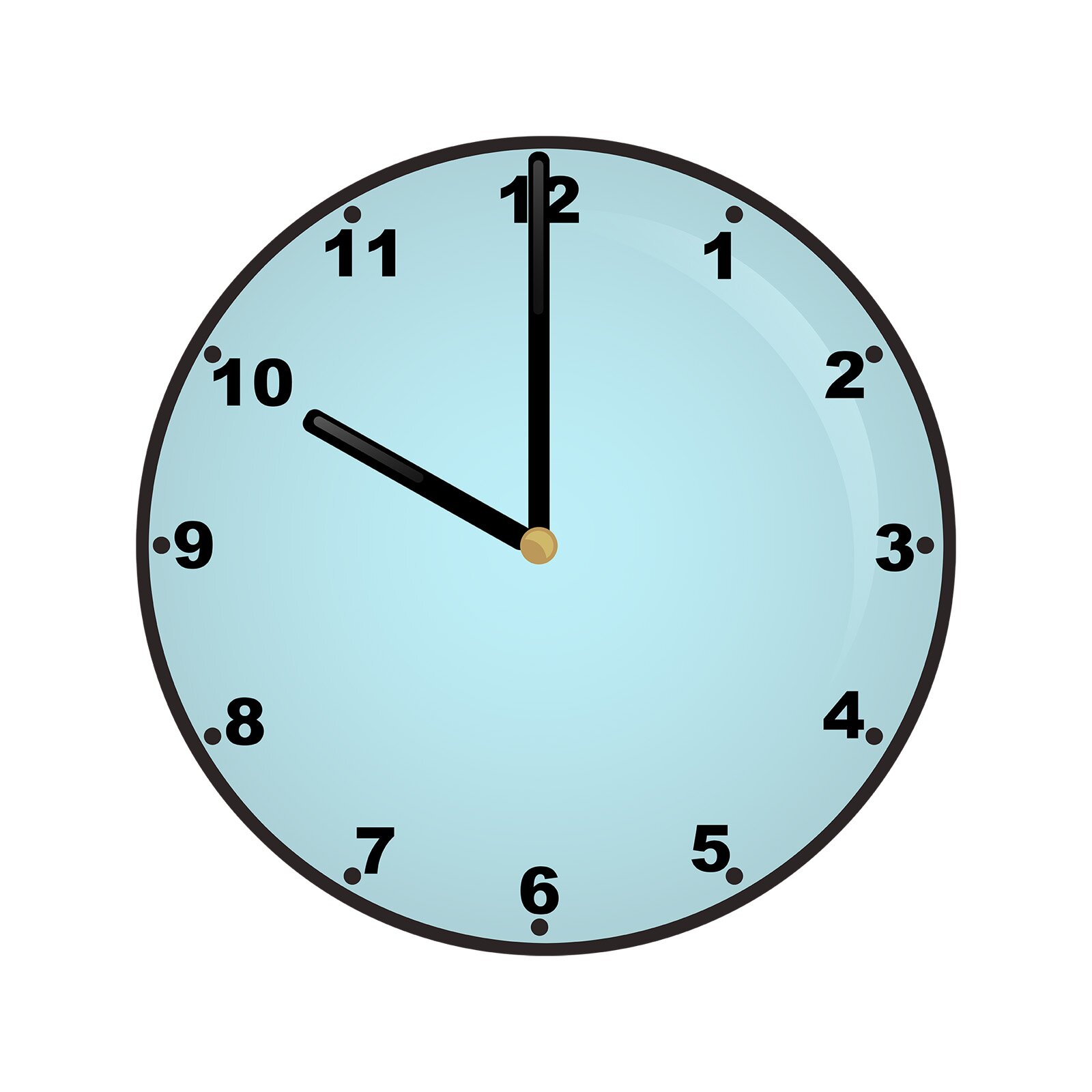 Ilustracja przedstawia zegar wskazujący godzinę dziesiątą.
