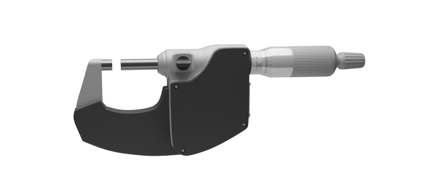 Na zdjęciu przedstawiono mikrometr - niewielki przyrząd pomiarowy służący do mierzenia wymiarów geometrycznych przedmiotów z materiałów twardych. Posiada kabłąk kształtem zbliżonym do litery U. Na jednym ramieniu znajduje się nieruchome kowadełko, a przez drugie ramię na wylot przechodzi trzpień. Podczas pomiaru pomiędzy ogranicznik a trzpień wsuwa się mierzony element, przykręca trzpień i sprawdza się grubość – pomiar odczytywany jest na odpowiedniej skali usytułowanej tulei osadzonej na obwodzie trzpienia. 