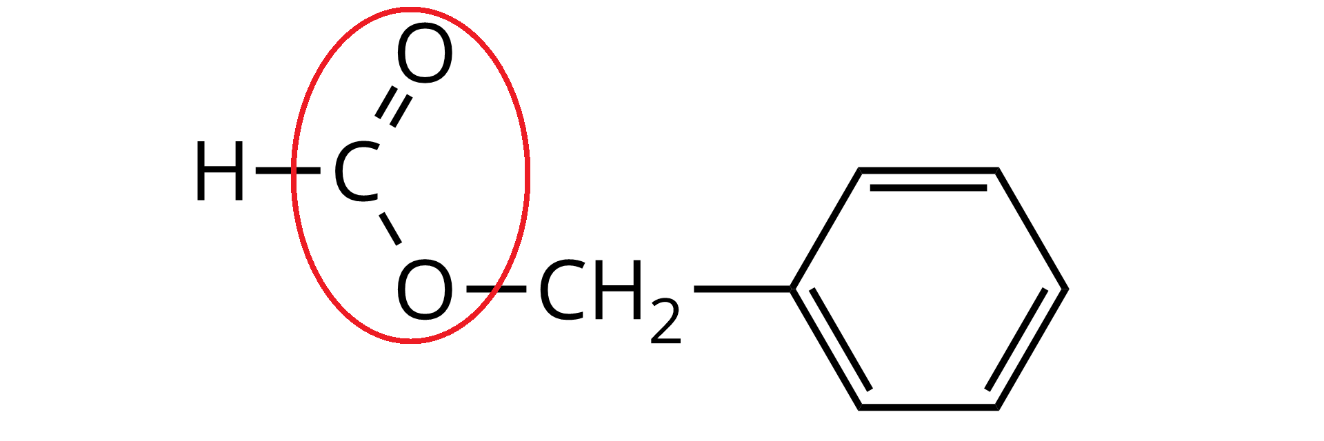 Wzór półstrukturalny estru z zaznaczoną grupą estrową