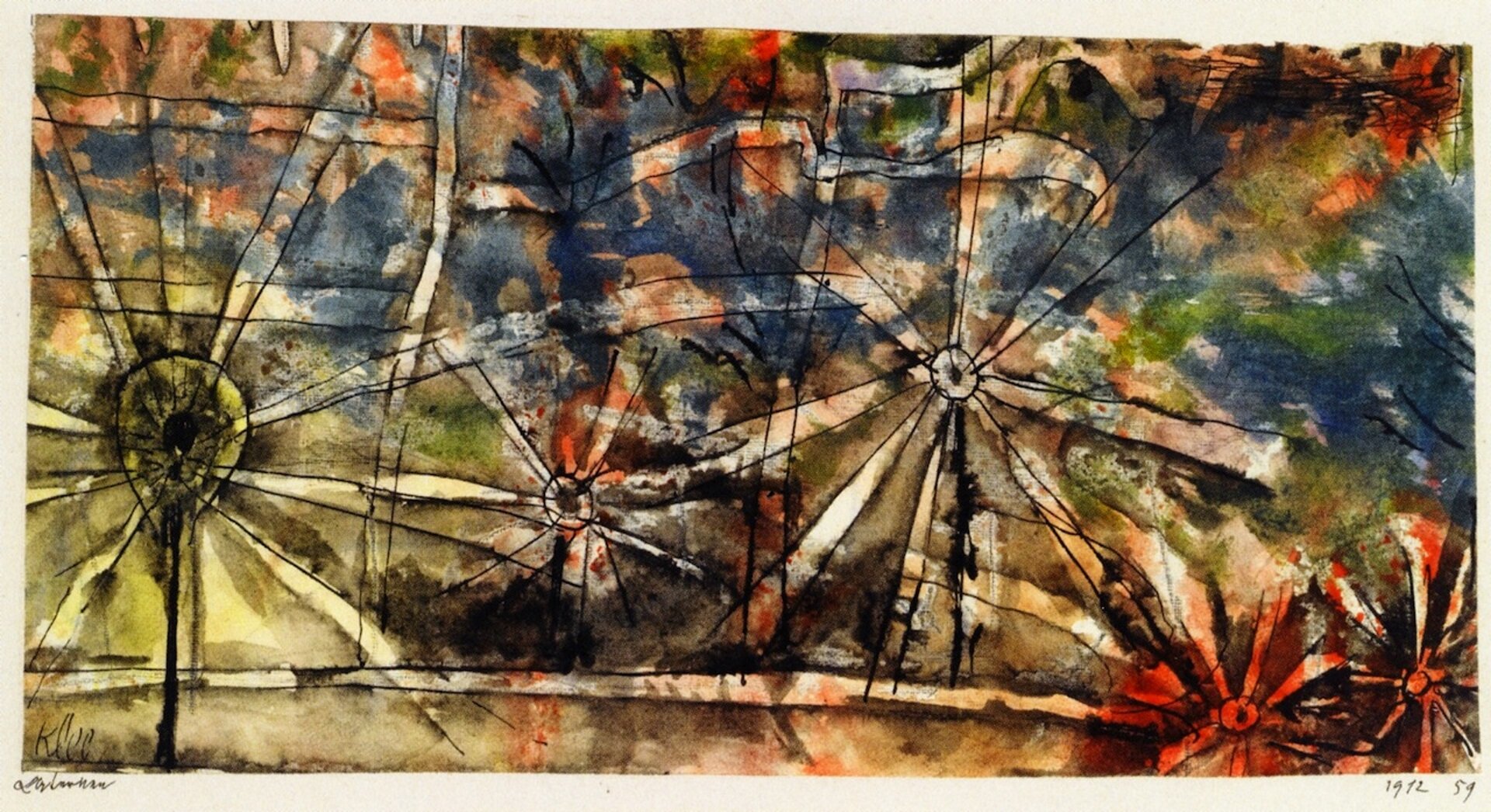 Ilustracja przedstawia lampy uliczne malowane akwarelami.