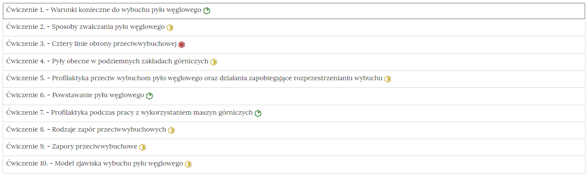 Grafika przedstawia przykładowy wygląd zakładek zawierających interaktywne materiały sprawdzające.