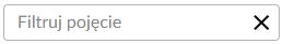 Na zdjęciu przedstawiono wyszukiwarkę fraz.W poziomym prostokątnym polu znajduje się napis: filtruj pojęcie. W prawej strony prostokąta umieszczony jest kryżyk zamykający filtrowanie.