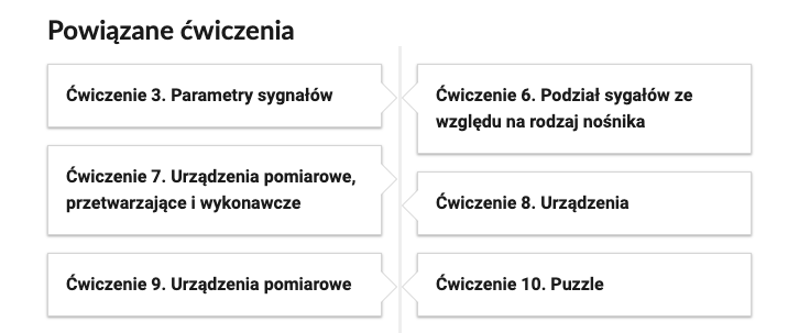 Widok przykładowego przycisku ćwiczeń powiązanych z danym multimedium.