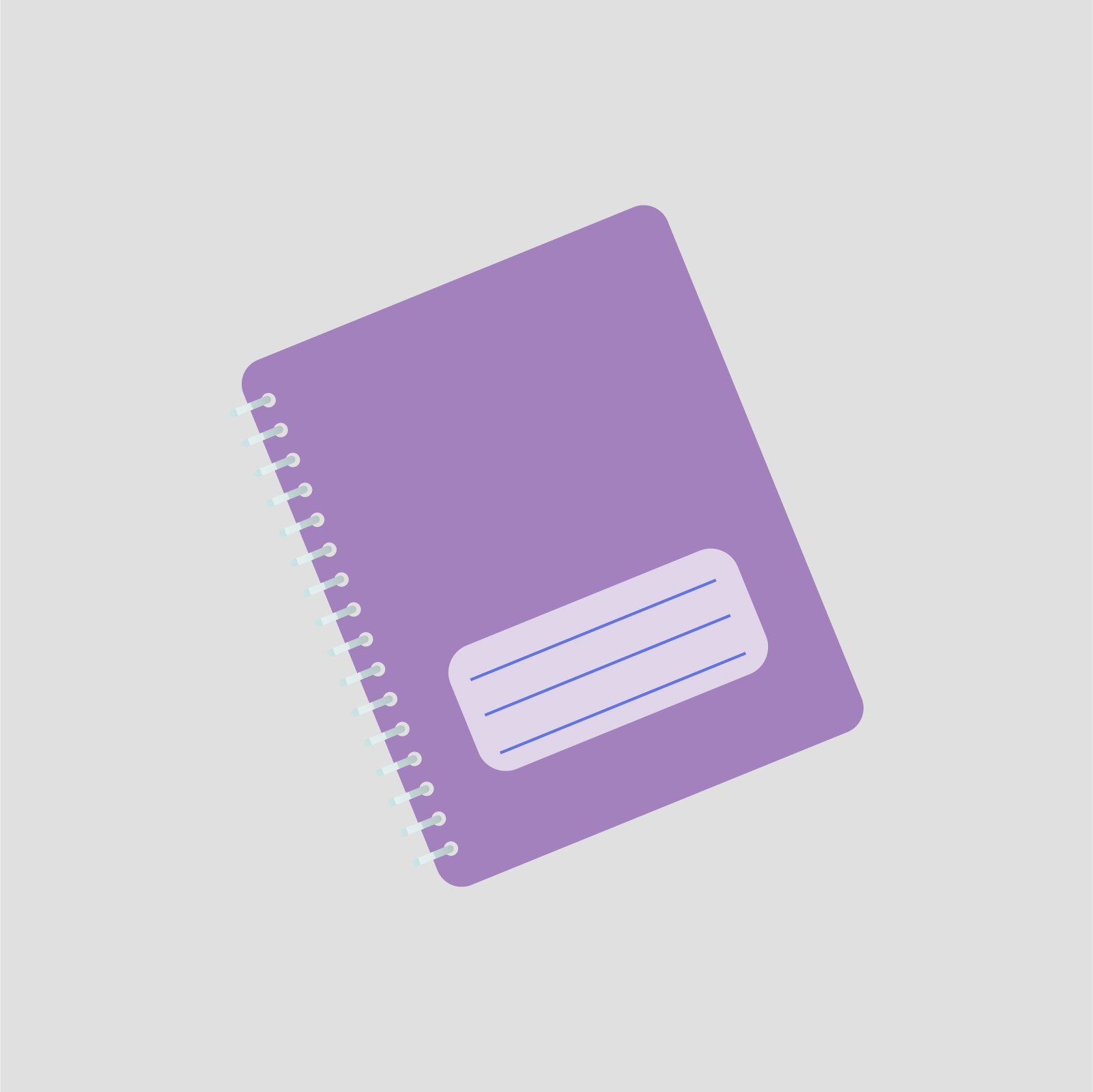 Ilustracja przedstawia fioletowy zeszyt na sprężynie.