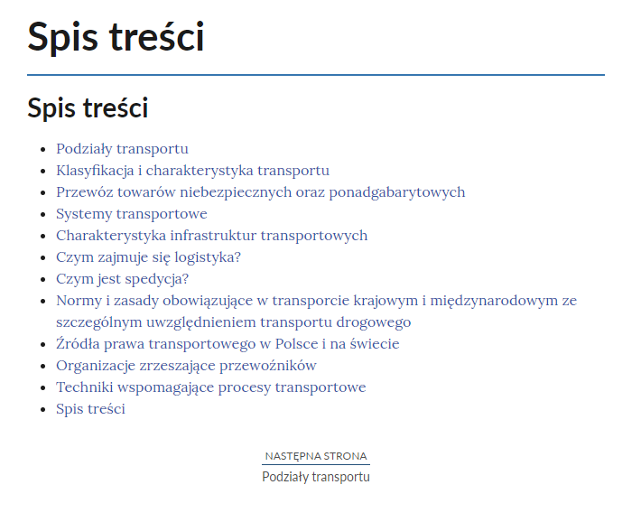Ilustracja przedstawia spis treści e‑booka. W spisie treści wypunktowane są rozdziały zawarte w ebooku. Klikając w podpunkt można przenieść się do konkretnego rozdziału.