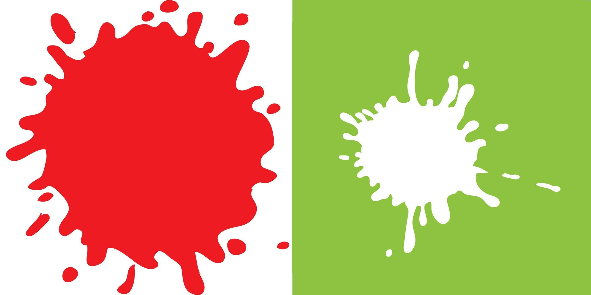 Ilustracja przedstawia dwie plamy. Czerwoną i białą.