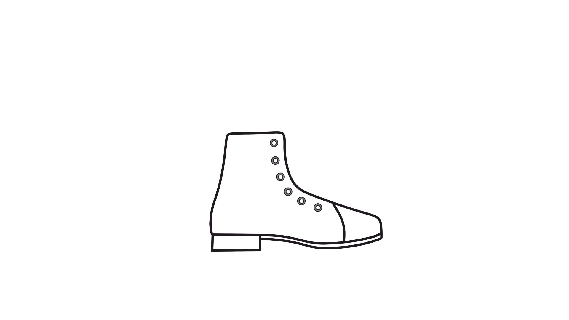 Grafika przedstawia but ze sznurowaniem przedłużonym, które obejmuje zakres od górnej krawędzi cholewki do stawów śródstopnopalcowych.