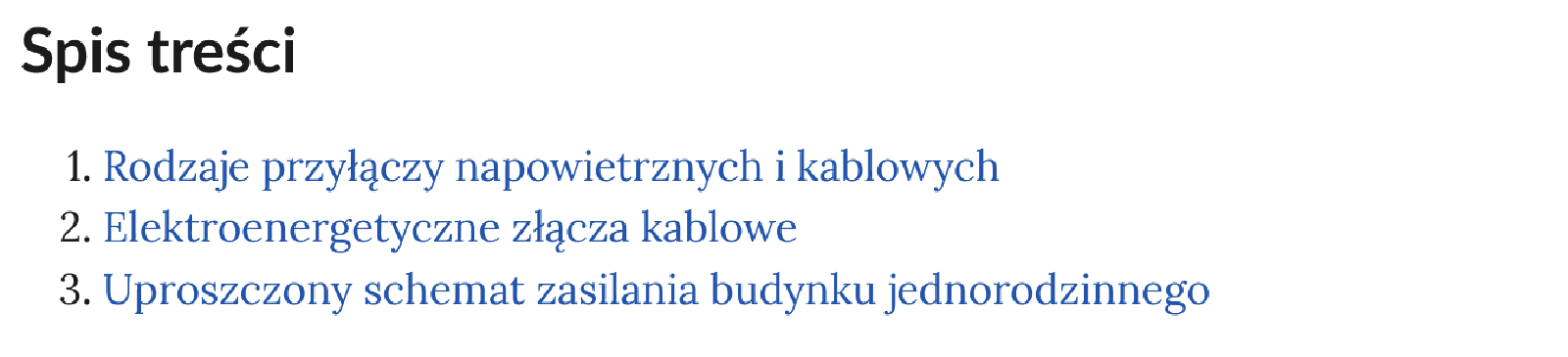 Grafika przedstawia spis treści z trzema tytułami rozdziałów.