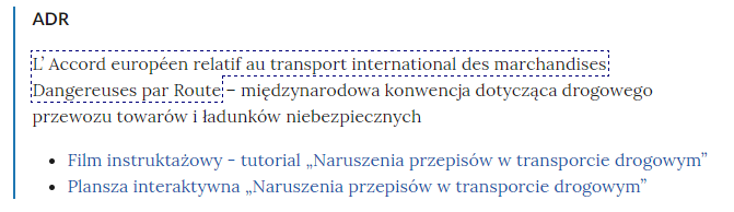 Widok przykładowego pojęcia w słowniku wraz z linkami przekierowującymi do materiałów multimedialnych