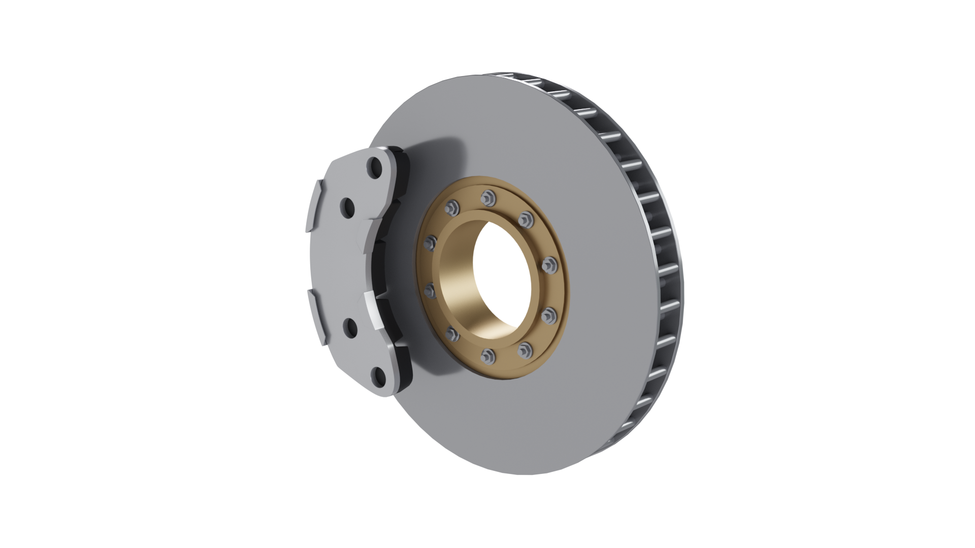 Ilustracja przedstawia układ tarczowy – a dokładniej tarczę hamulcową wraz z zaciskiem, oraz okładzinami ciernymi. Tarcza hamulcowa jest zbudowana z dwóch okrągłych dysków, połączonych ze sobą po zewnętrznej i wewnętrznej stronie dysku. Okładziny cierne są osadzone na zaciskach, mają kształt półokrągły. W trakcie hamowania okładzina cierna wciska zewnętrzną część tarczy, zmniejszając jej prędkość.