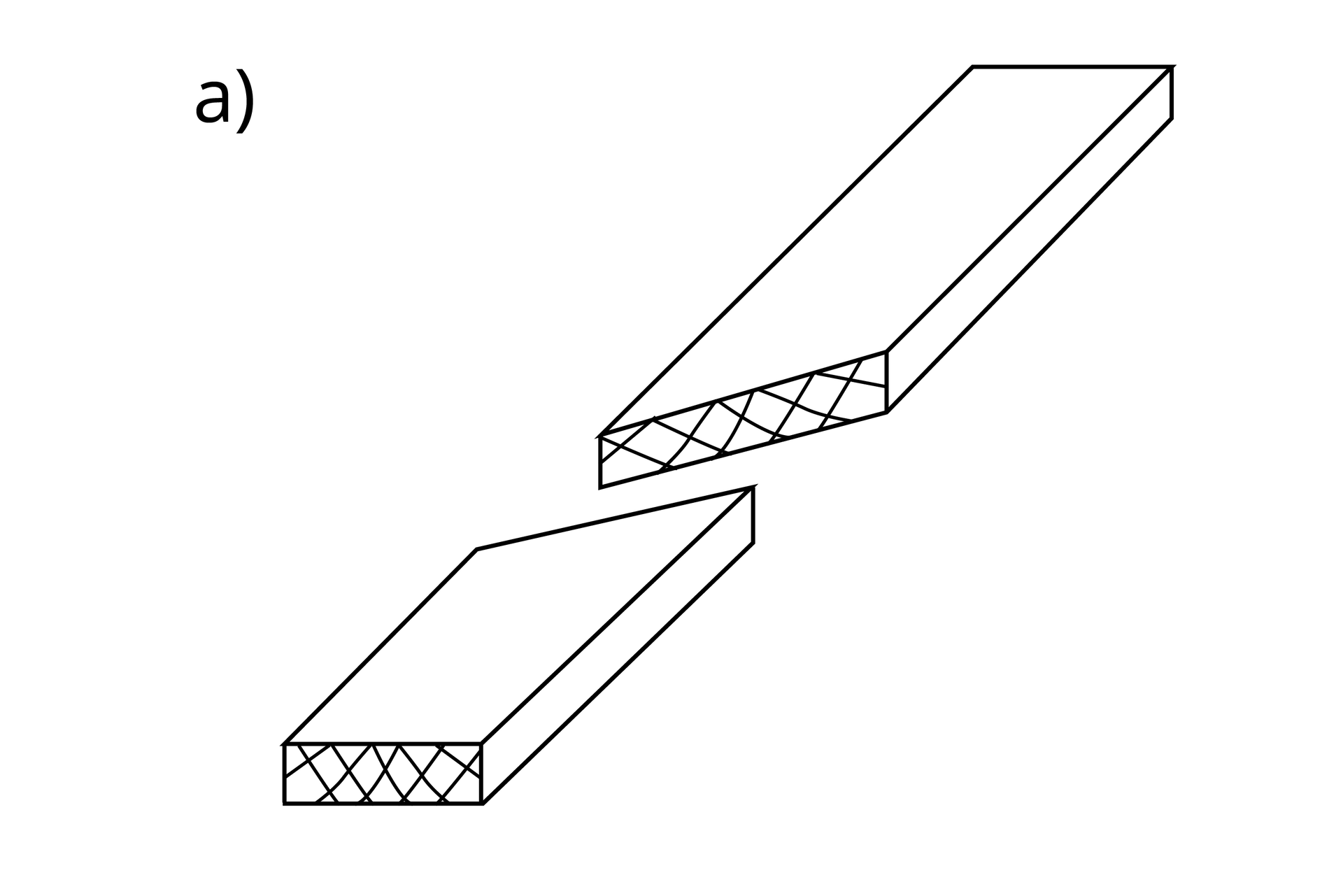 Rysunek przedstawia złącze czołowe stykowe skośne. Elementy zakończone są skośnym cięciem, wzdłuż którego się łączą.