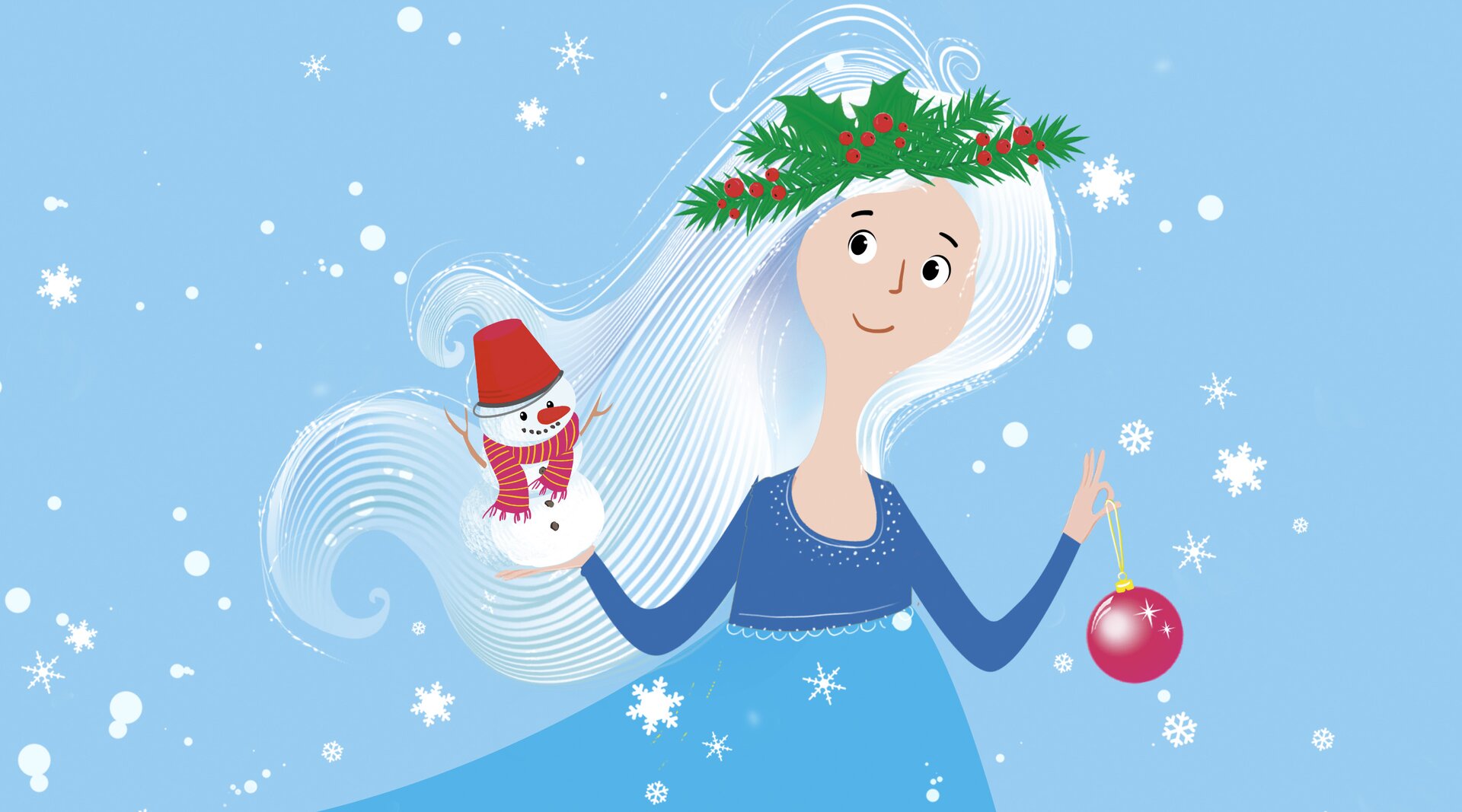 Na ilustracji znajduje się Pani zima.