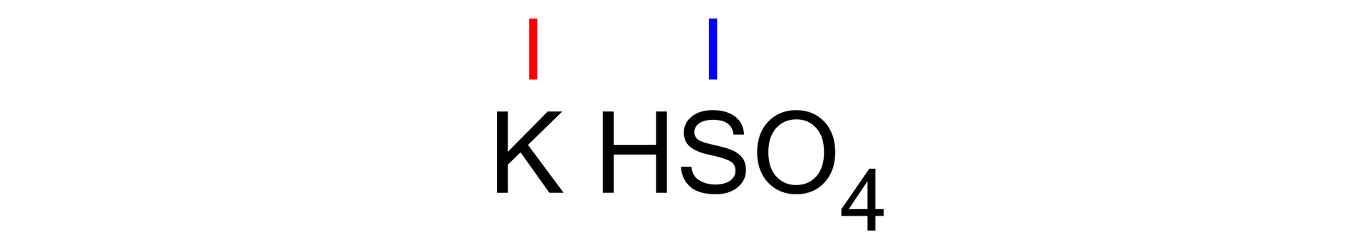 Na ilustracji jest wzór sumaryczny: K H S O 4 . Atom potasu i atom siarki mają pierwszy stopień utlenienia.