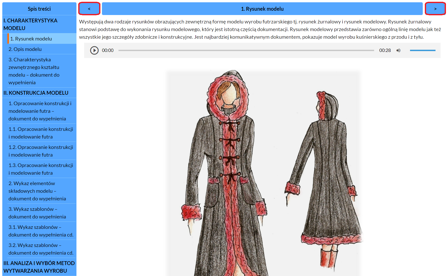 Widok nawigacji górnej części dokumentacji interaktywnej