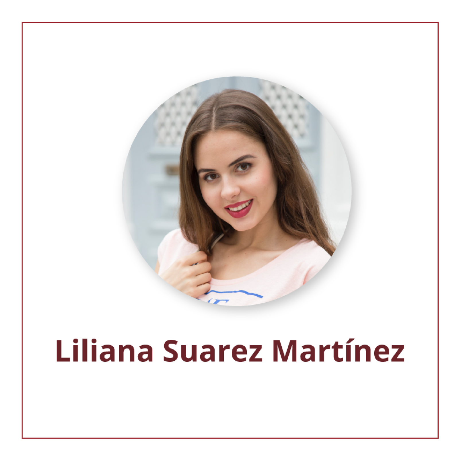 Portret blond dziewczyny z podpisem Liliana Suarez Martínez. 