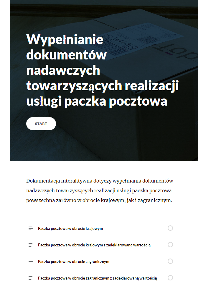 Ekran początkowy dokumentacji interaktywnej