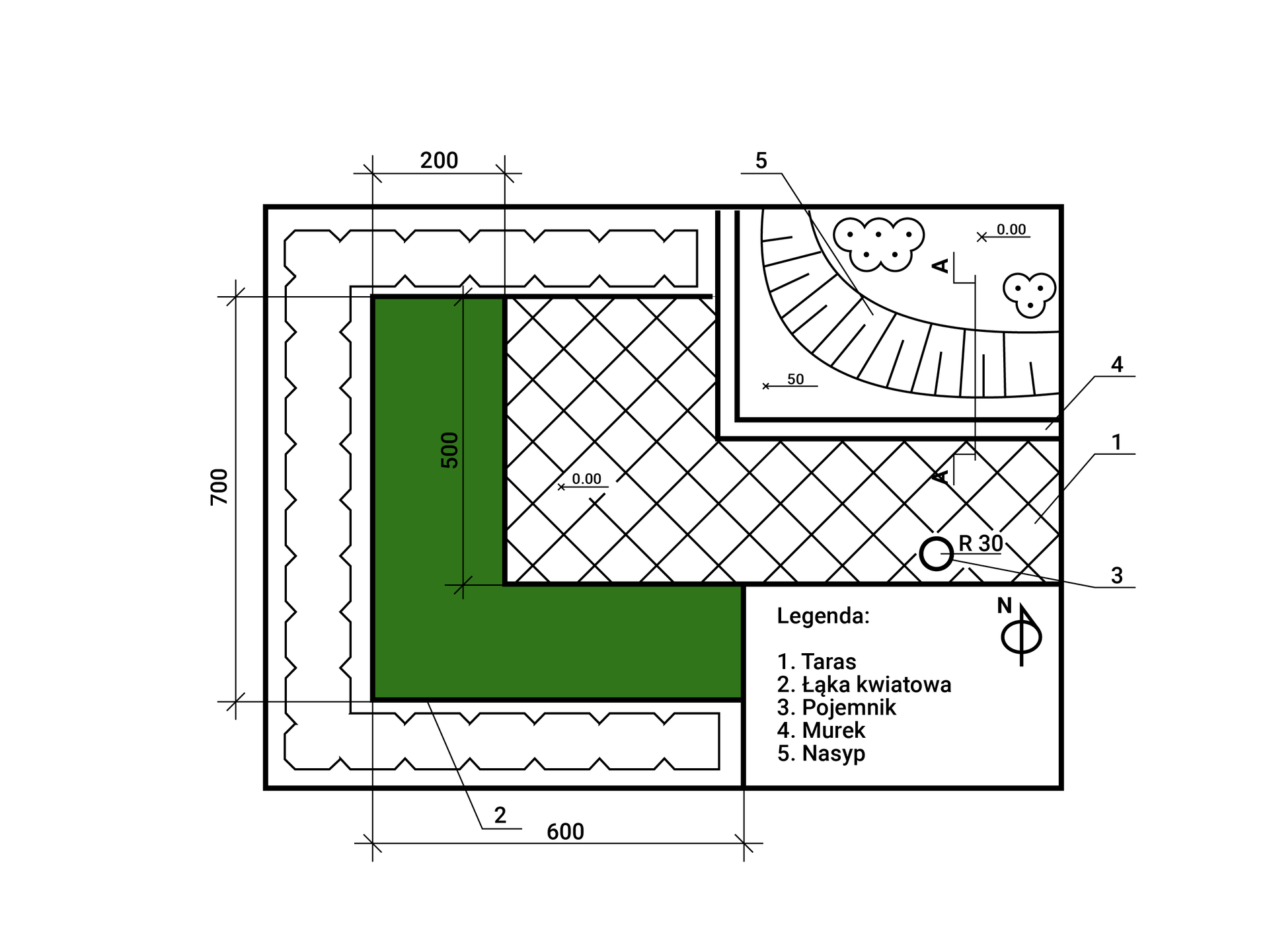 Projekt zagospodarowania terenu – na podstawie egzaminu zawodowego (czerwiec 2009 r.).
