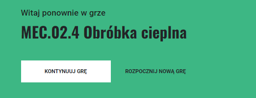 Przyciski KONTYNUUJ GRĘ i ROZPOCZNIJ NOWĄ GRĘ w grze edukacyjnej