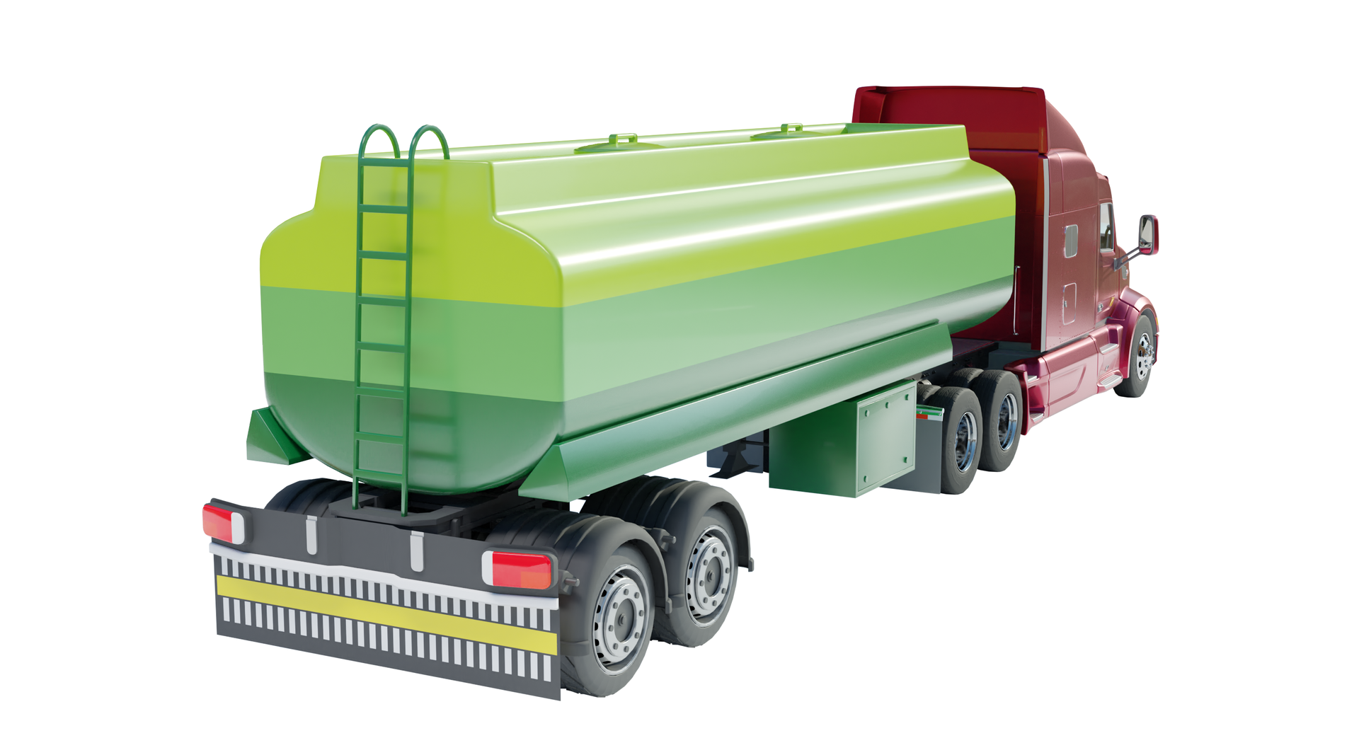 Na zdjęciu widoczny jest pojazd cysterna o podwoziu kufrowym. Cysterna na podwoziu samochodowym jest w kolorze zielonym. Jest ona o kształcie prostokąta z zaokrąglonym dnem i częściowo zaokrągloną górą, która przechodzi  w najwyższym punkcie w prostokąt.  Z tyłu cysterny zamontowana jest drabina. Cysterna widoczna jest od tyłu.