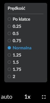 Widok opcji zmiany prędkości odtwarzania filmu
