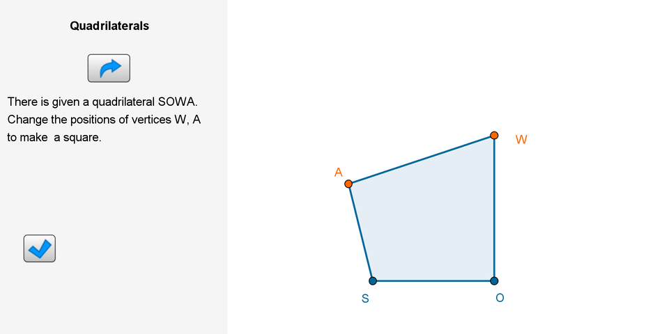 Aplet geogebry: Czworokąty. Poniżej znajduje się galeria ilustracji stanowiących alternatywę dla apletu.