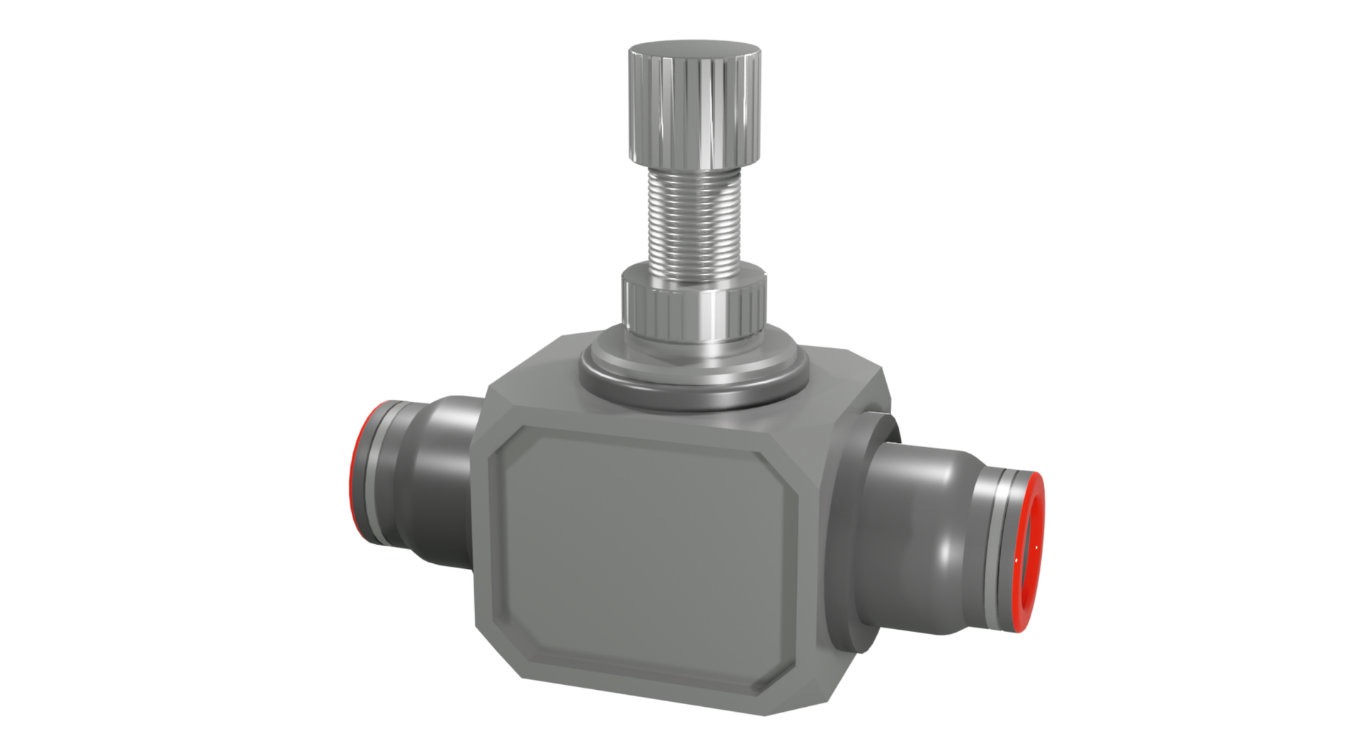 Zawór dławiący ma podobną budowę do zaworu dławiąco‑zwrotnego. Jedyną różnicą jest dodatkowy wlot i wylot w budowie.