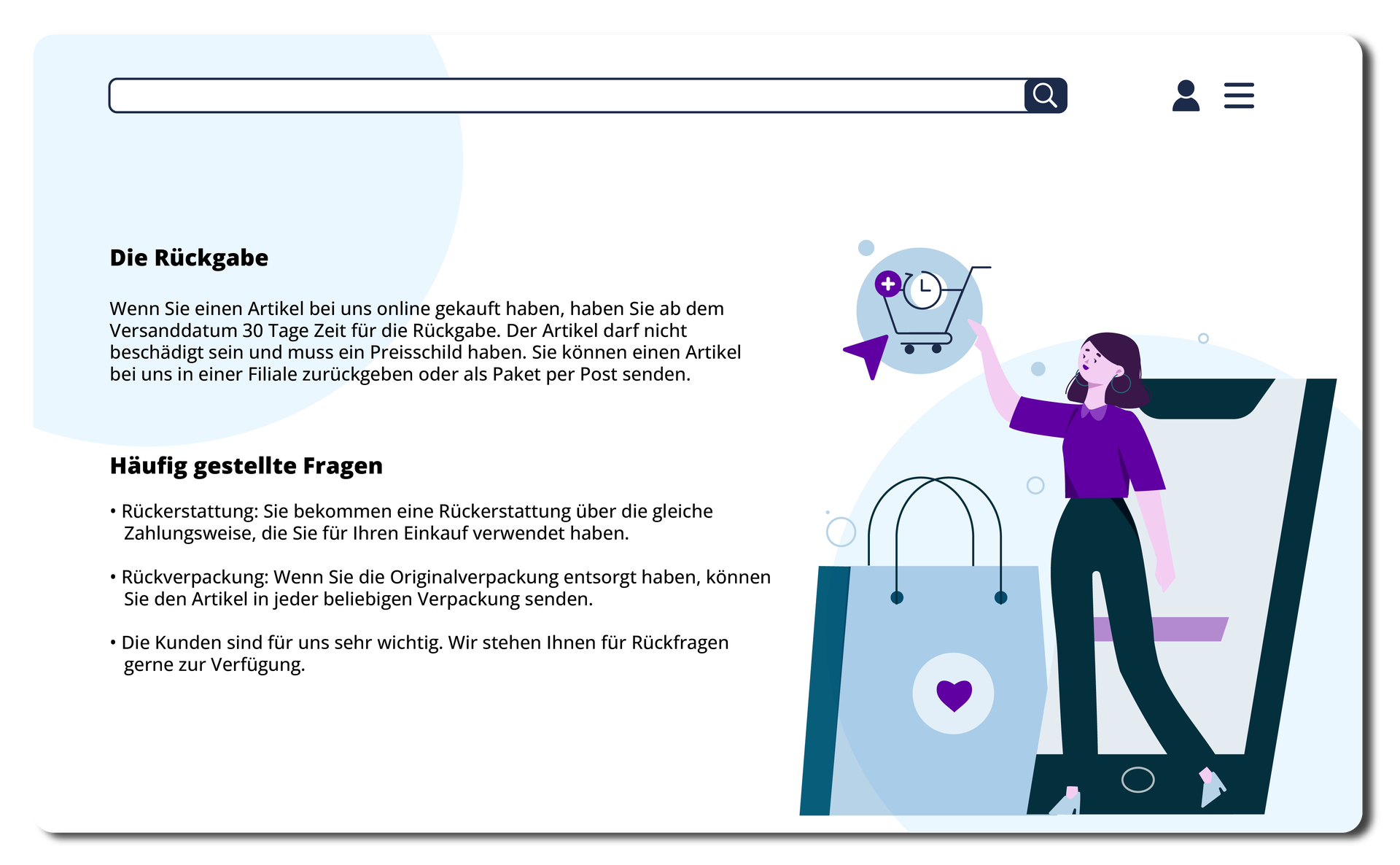 Ilustracja przedstawia ulotkę z warunkami zwrotu zakupionego towaru. Transkrypcja jest dostępna poniżej.