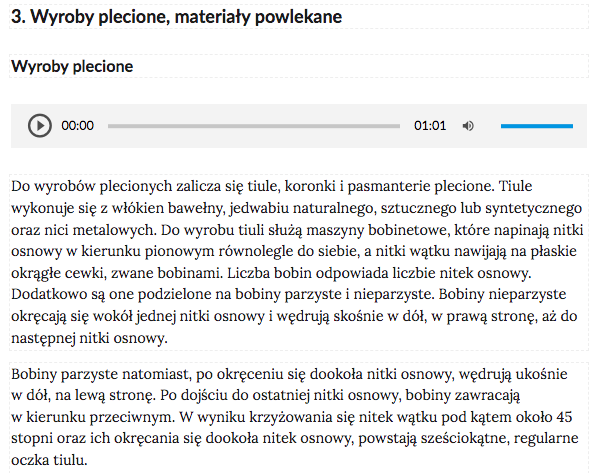 Widok paska odtwarzania nagrania audio w galerii zdjęć
