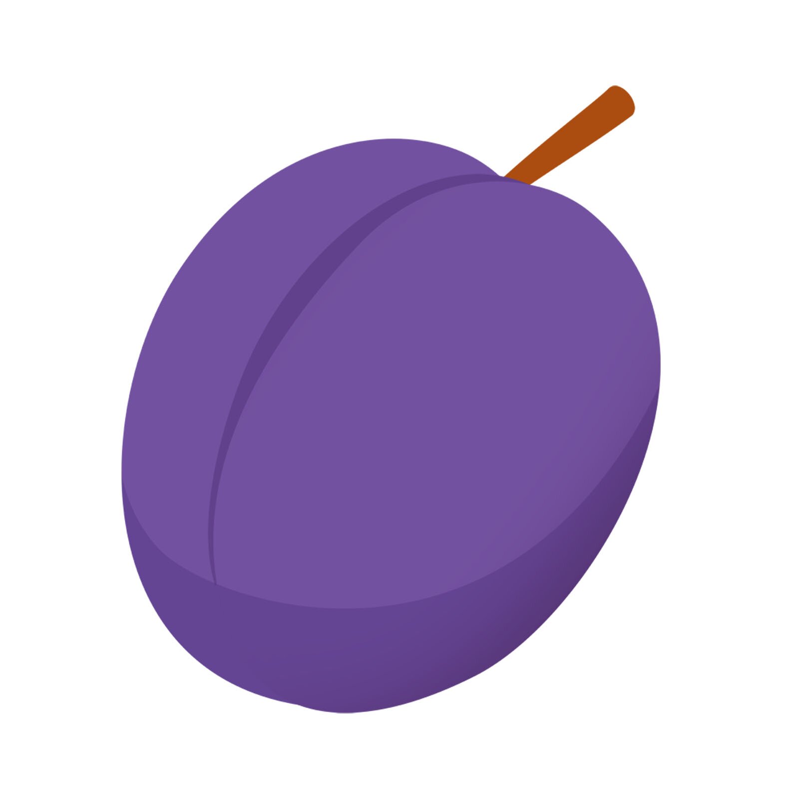 Ilustracja przedstawia fioletową śliwkę 